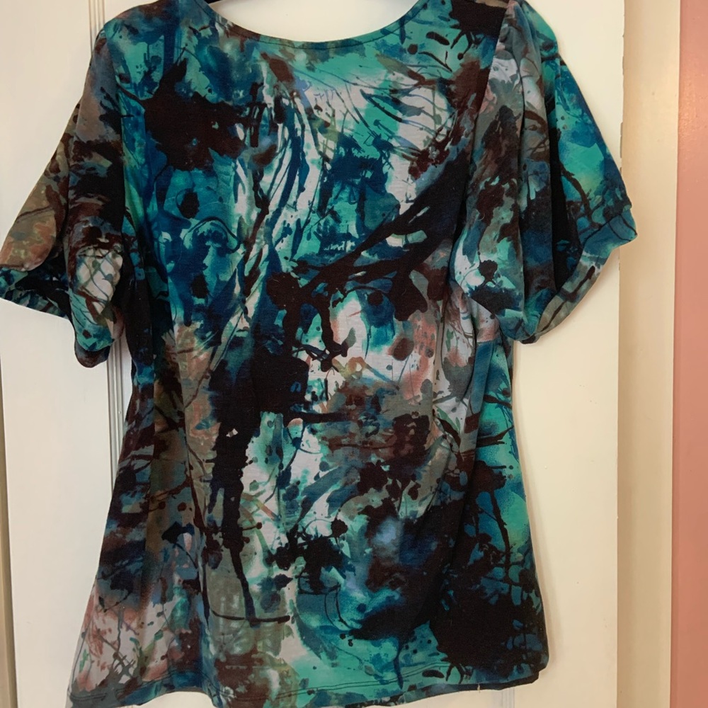 Eyeshadow Teal and Black Abstract Blouse